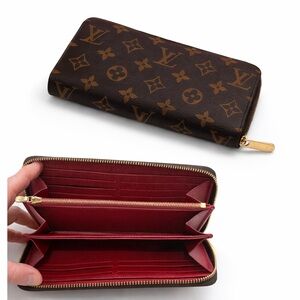 Louis Vuitton Monogram Zippy Wallet Red Interior Authentic